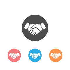 Business blue handshake icon set. Vector