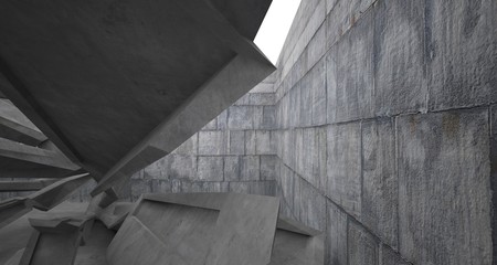 Obraz premium Abstract white and concrete interior. 3D illustration and rendering.