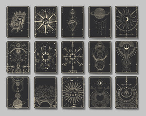 Vector illustration set of moon phases. Different stages of moonlight activity in vintage engraving style. Zodiac Signs © chikovnaya