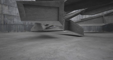 Abstract white and concrete interior. 3D illustration and rendering.