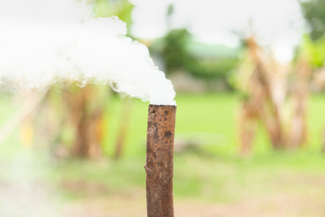 Pipe rust chimney smoke with blur background