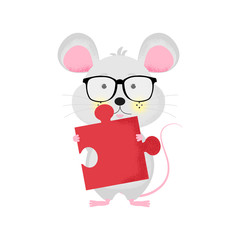 Isolated cute cartoon Mouse solve business problem