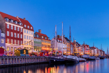 Nyhavn at Christmas, Copenhagen, Denmark
