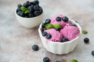 Homemade berry ice cream in a white Cup