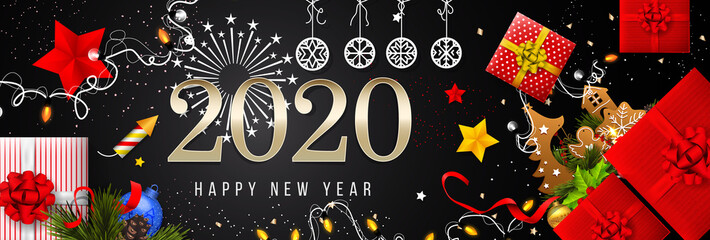 2020 New Year. 2020 Happy New Year greeting card. 2020 Happy New Year background.