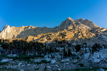 Evening Light on Peaks of Mountains