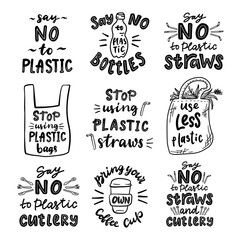 lettering set. Say no to plastic. Stop using plastic bags.