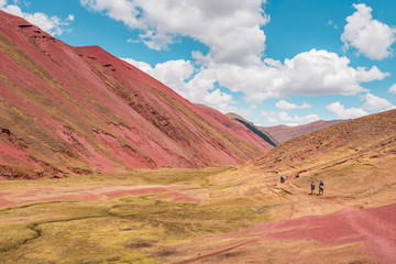 Trekking through the Red Valley, Vinicunca Rainbow Mountain, Cusco, Peru