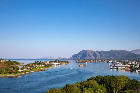 View from Brønnøyssund bidge  in Northern Norway