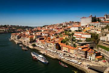 Fototapeta na wymiar Panoramic view of Douro river at Porto, Portugal