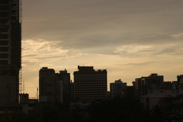 Fototapeta na wymiar Sunset in city