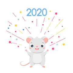 Cartoon mouse. Happy Cute rat. Symbol of 2020 chinese new year