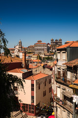 Old houses and tile roofs in the old town of Porto, Portugal