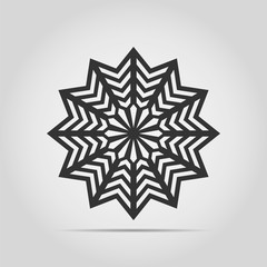 Black circular abstract pattern isolated. Round vector ornament. Snowflake. Mandala. Arabesque. Vector illustration.