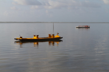 Pedras Port / Alagoas / Brazil. January, 25, 2015. View of the sea and raft at Praia do Patacho, in the northeastern state of Alagoas, Brazil.