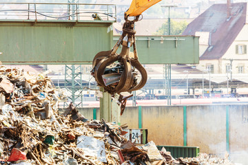 Heap of old metal and equipment for recycling