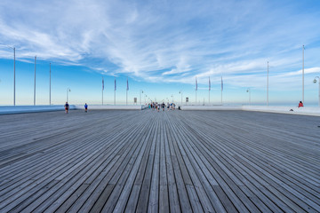 The wooden pier in Sopot Poland the largest on in Europe with a beautiful sky