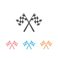 Two crossed racing flags isolated vector icon