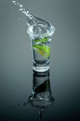 Tequila shot with salt and lemon