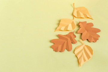 Paper autumn oak and birch leaves