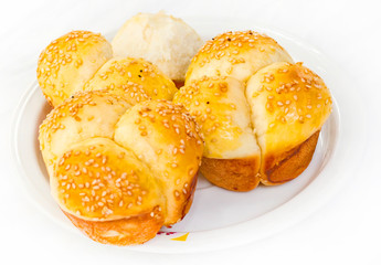 Soft No-Knead Heart shaped Buttery Dinner Rolls with Sesame seeds.
