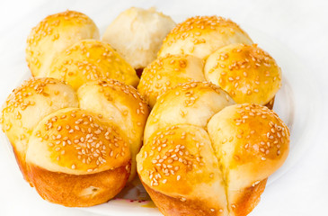 Soft No-Knead Heart shaped Buttery Dinner Rolls with Sesame seeds.