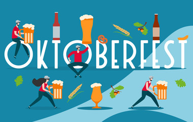 Munich Beer Festival Oktoberfest. People, party