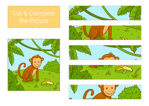 Cut & complete the picture. Monkey.