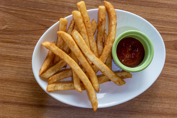 French fries and ketchup