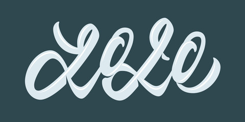 2020 - modern hand lettering design. Dark blue background. Vector illustration.