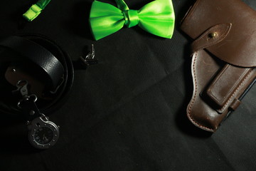 men's accessories on a black background