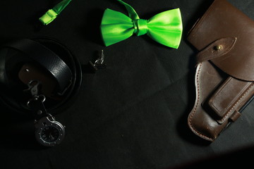 men's accessories on a black background