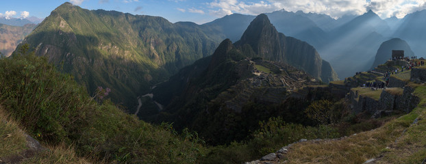 Panoramic view on the sacred Inca city, Machu Picchu, Peru