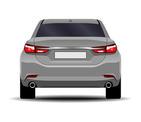 realistic car. sedan. back view.