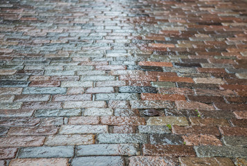wet brick pavement