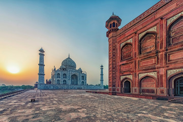 Taj Mahal in sunrise light, Agra, India
