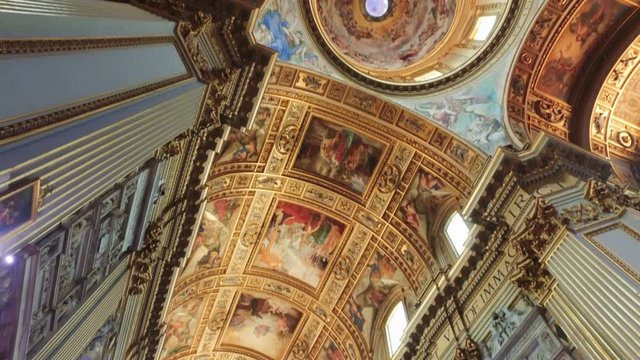 The ceiling of the main nave in the Basilica of Sant’Andrea della Valle in Rome, Italy