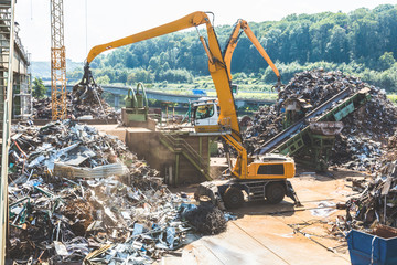 Heap of old metal and equipment for recycling