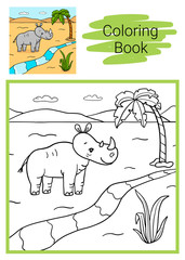 Rhino. Coloring book.