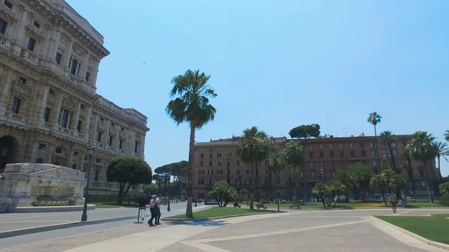 Monument to Cavour on the square of its name in Rome, Italy