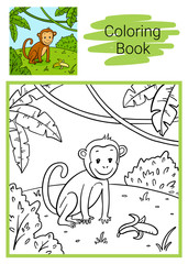 Monkey. Coloring book.