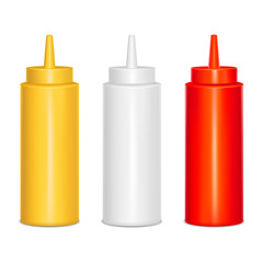 Isolated Mustard Mayonnaise Ketchup in Realistic Style