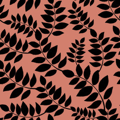 seamless floral pattern with leaves on dark background