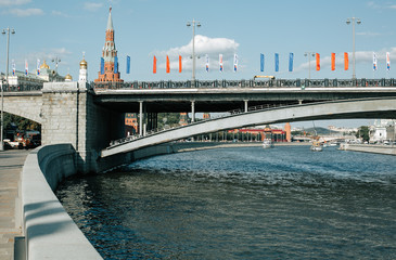 Bridge on the river in summer
