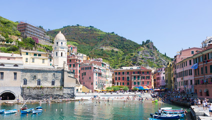 Fototapeta na wymiar The Cinque Terre is a coastal area within Liguria, in the northwest of Italy. View of Vernazza.