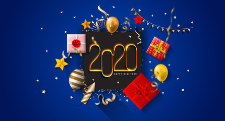 2020 New Year. 2020 Happy New Year greeting card. 2020 Happy New Year background.