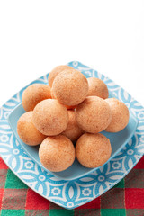 Fritters on the table, typical Colombian food, close-up image