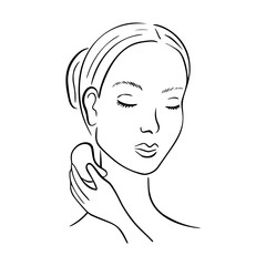 Gua Sha facial massage. Woman with scraper.