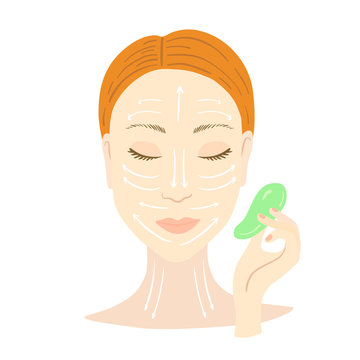 recommend clip art: Woman with Gua Sha jade scraper.