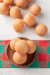Fritters on the table, typical Colombian food, close-up image
